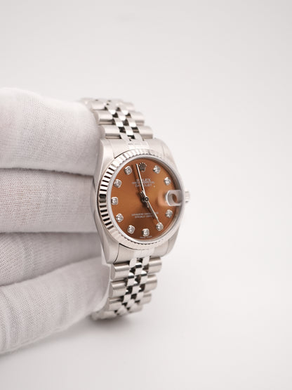 Rolex Datejust 31 Brown Diamond Dial Dial on Stainless Steel & White Gold 78274 Papers 2005