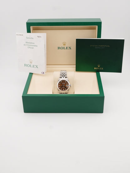 Rolex Datejust 31 Brown Diamond Dial Dial on Stainless Steel & White Gold 78274 Papers 2005