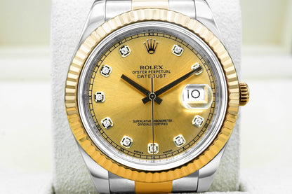 Rolex Datejust II Champagne Diamond Dial on Oyster 116333 Card 2016