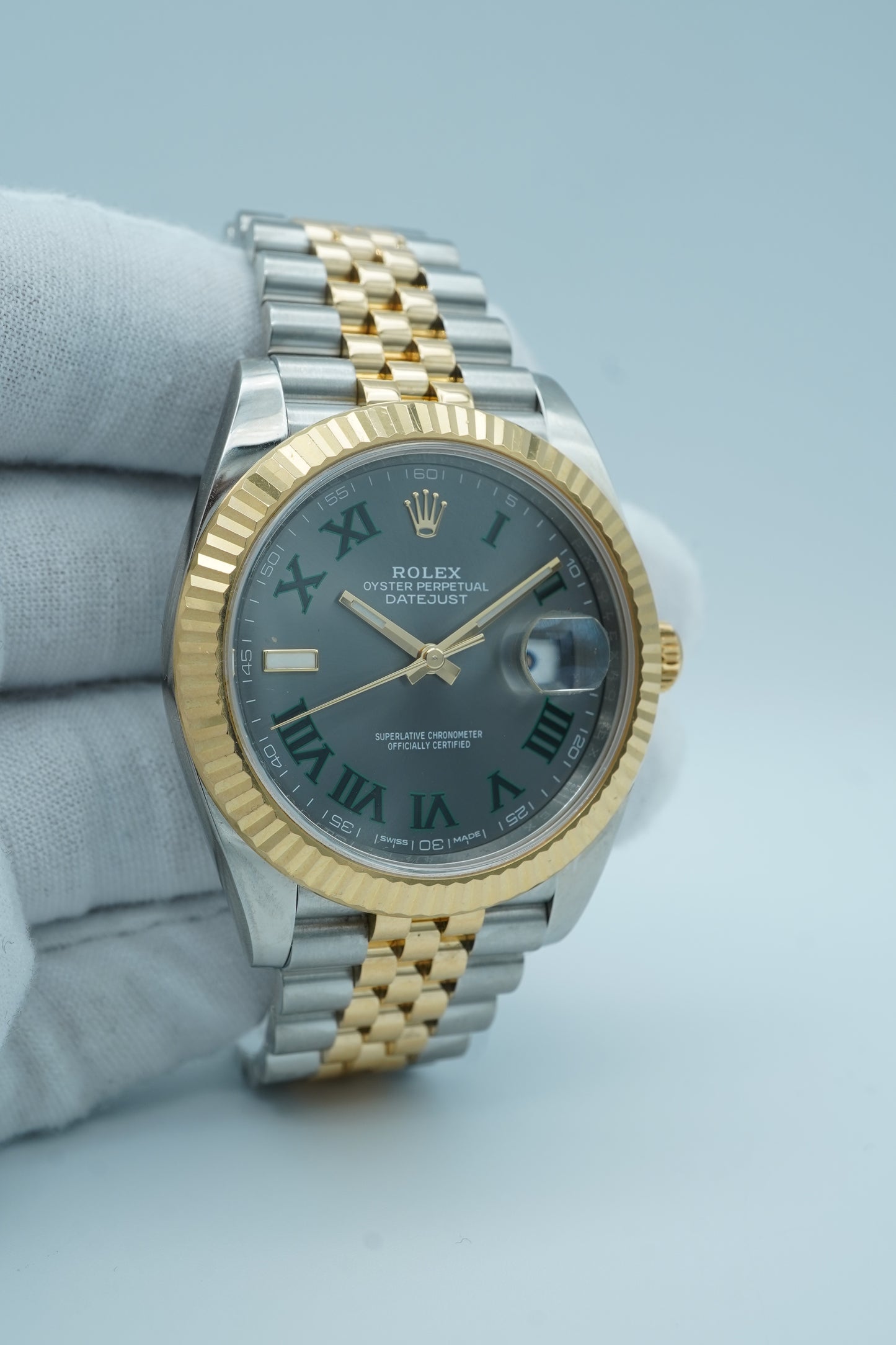 Rolex Datejust 41 Slate Green Roman Dial on Jubilee 126333 Card 2020