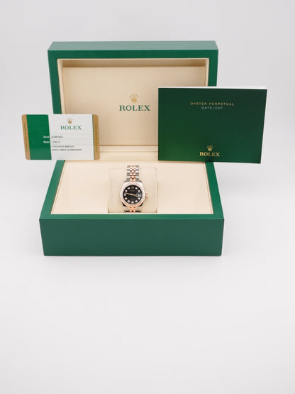 Rolex Datejust Lady Black Jubilee Diamond Dial Dial on Jubilee 179171 Card 2014