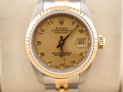 Rolex Datejust 26 Champagne Arabic Dial on Jubilee 69173 Papers 1990