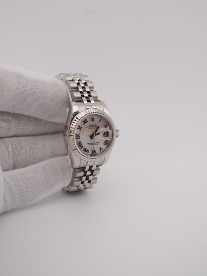 Rolex Datejust Lady Mother Of Pearl White Roman Dial on Jubilee 179174 Card 2012