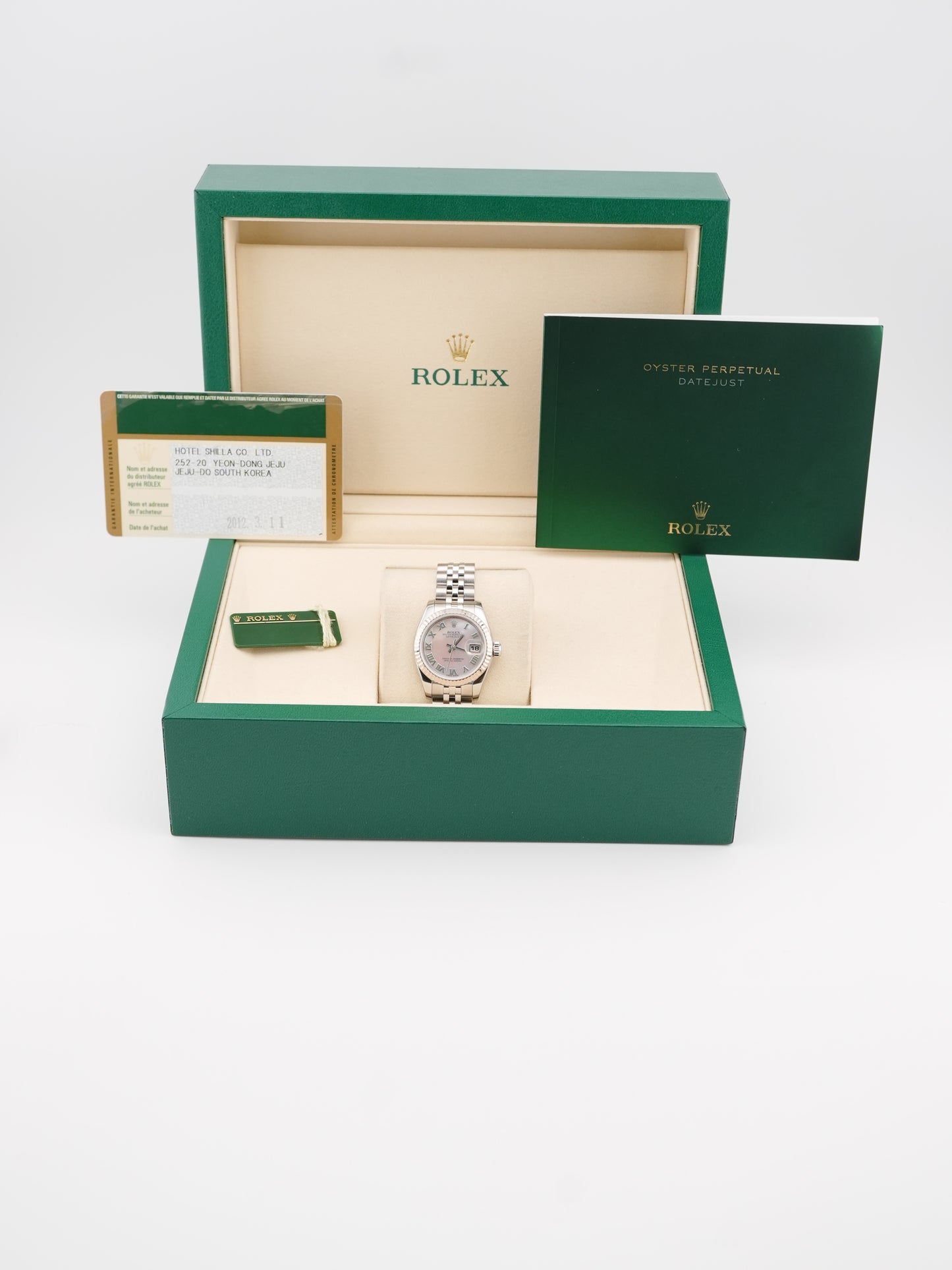 Rolex Datejust Lady Mother Of Pearl White Roman Dial on Jubilee 179174 Card 2012
