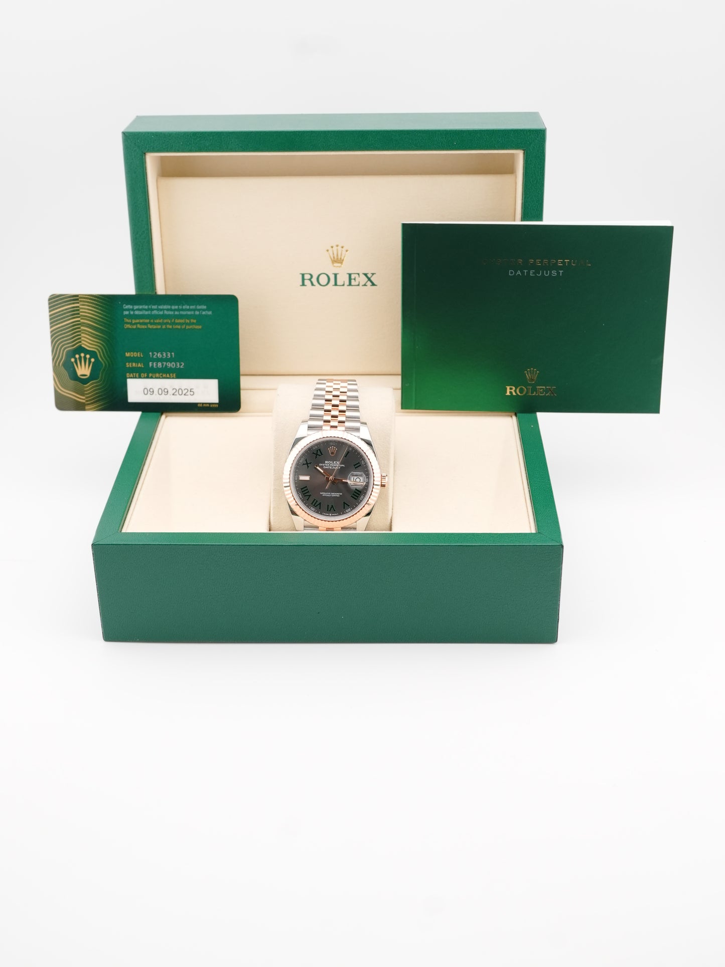 Rolex Datejust 41 Slate Gray Green Roman Dial on Jubilee 126331 Card 2025
