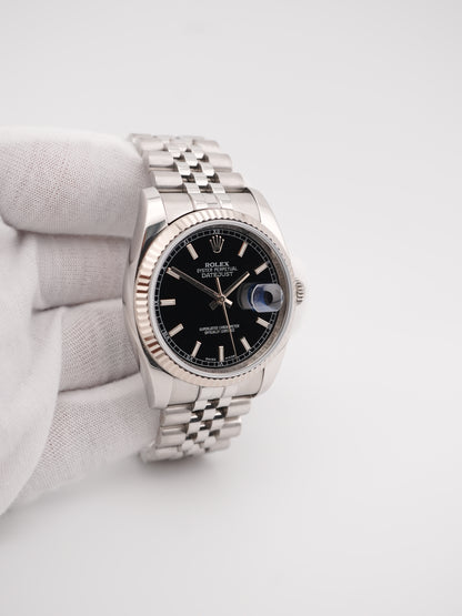 Rolex Datejust Black Dial on Jubilee 116234 Card 2016