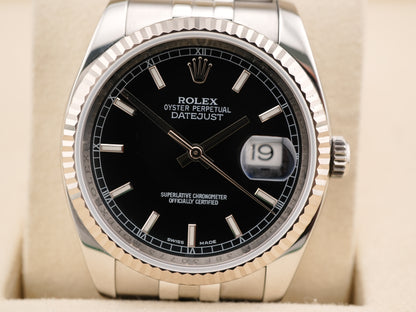Rolex Datejust Black Dial on Jubilee 116234 Card 2016