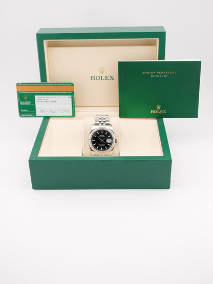 Rolex Datejust Black Dial on Jubilee 116234 Card 2016