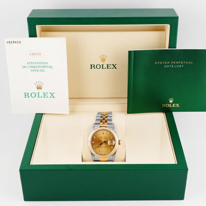 Rolex Datejust 36 Champagne Diamond Dial on Jubilee 16233 Papers 1994
