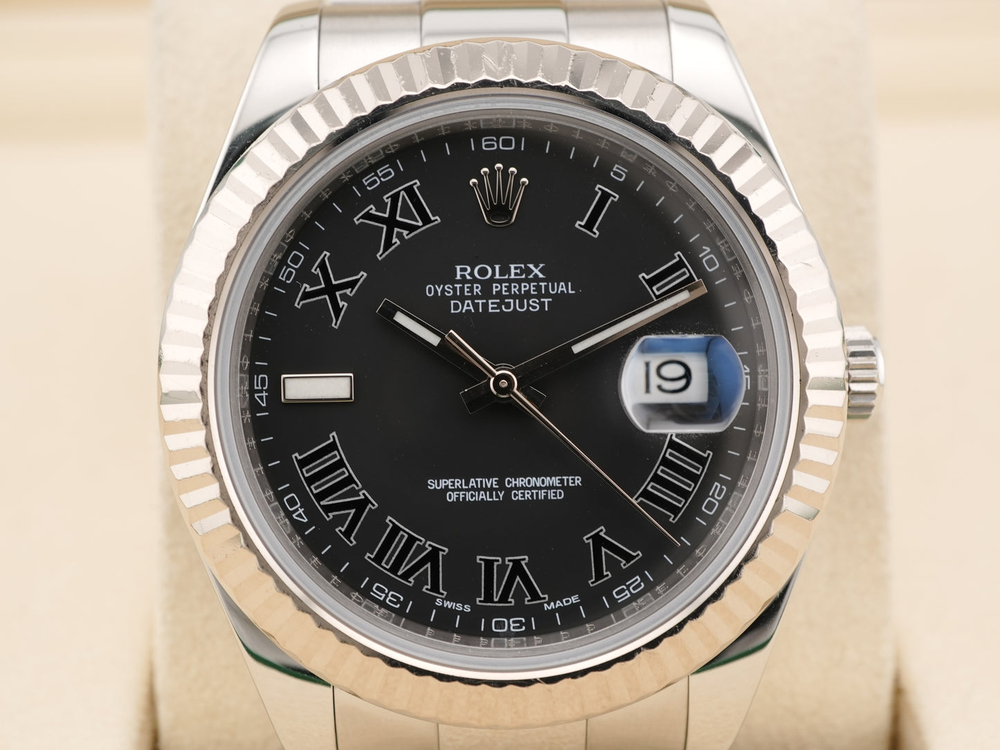 Rolex Datejust II Charcoal Grey Roman Dial on Oyster 116334 2012