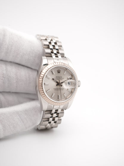 Rolex Datejust Lady Silver Stick Dial on Jubilee 179174 Card 2007