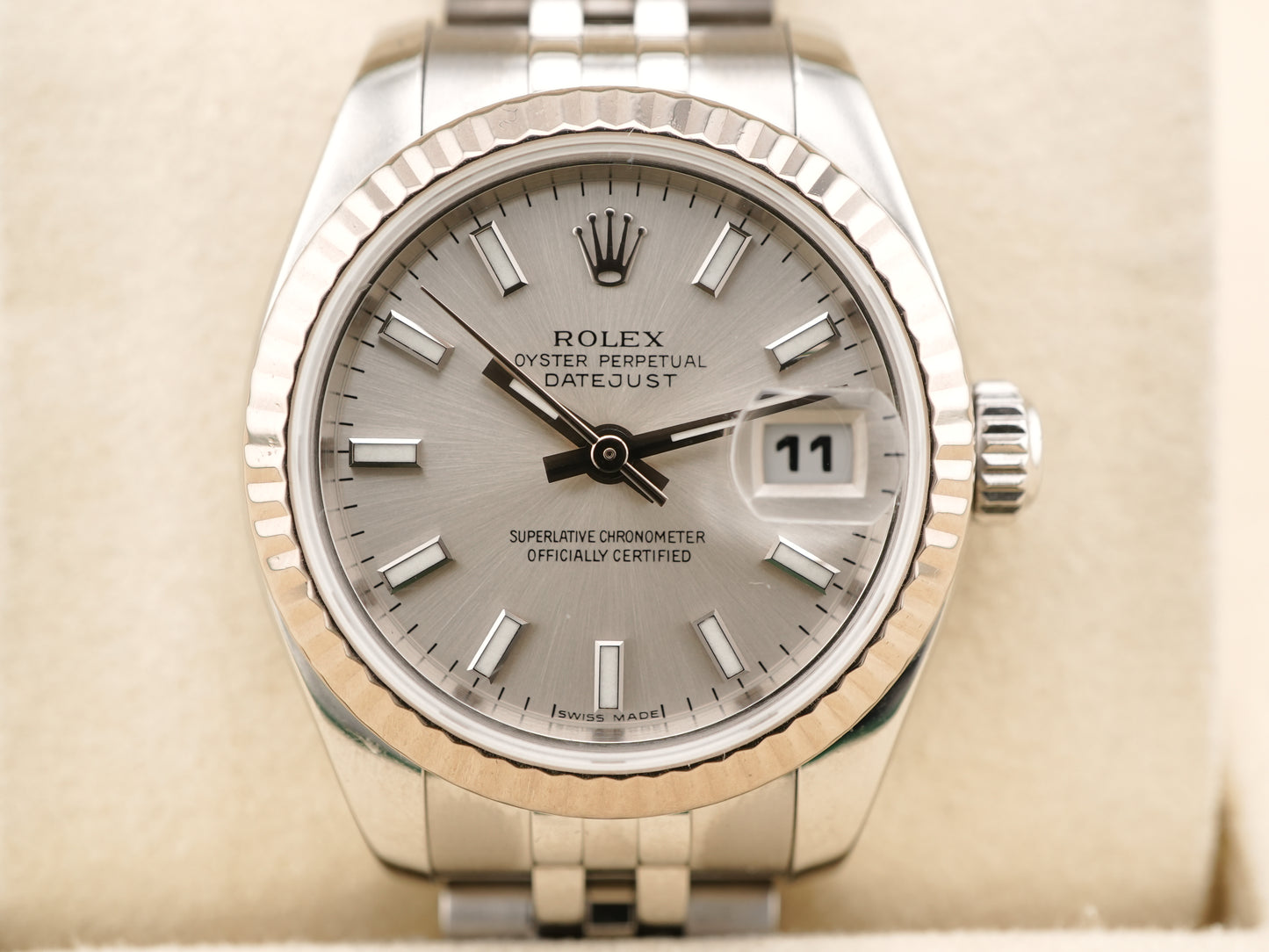 Rolex Datejust Lady Silver Stick Dial on Jubilee 179174 Card 2007