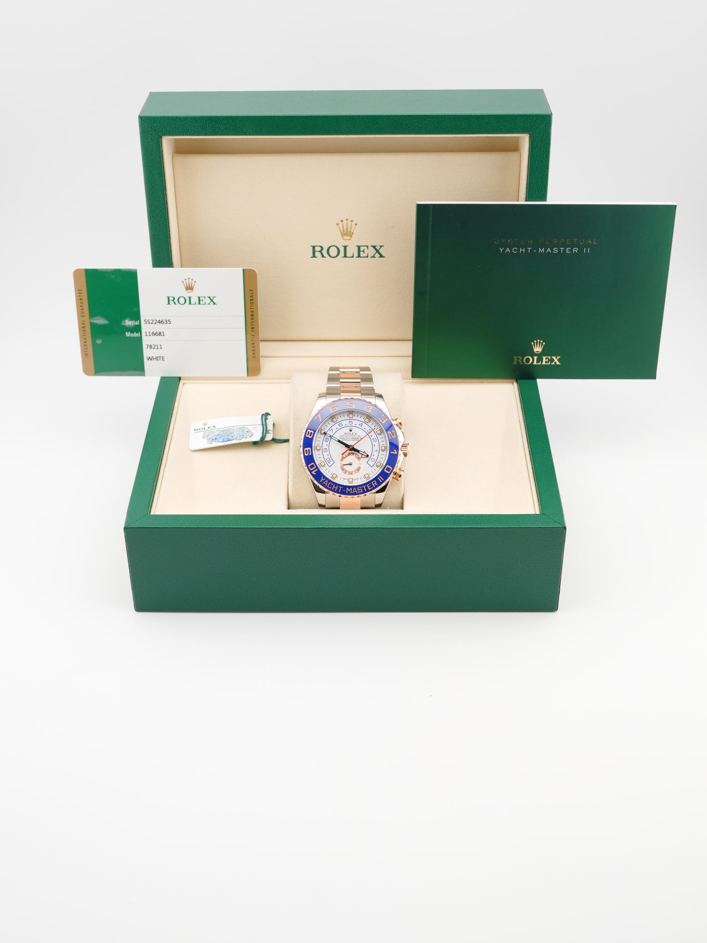 Rolex Yacht-Master II White Dial on Oyster 116681 Card 2016
