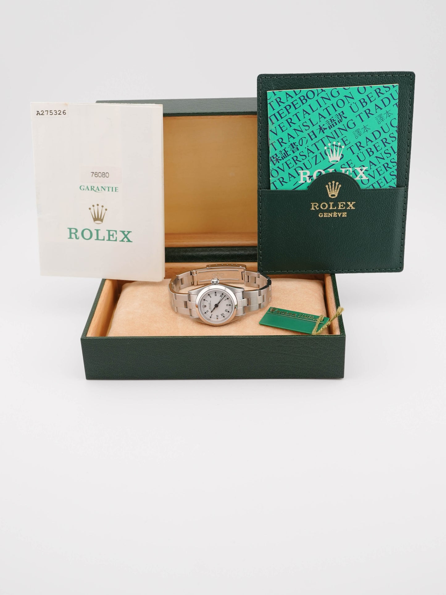 Rolex Oyster Preputual White Dial on Oyster 76080 Papers 1999