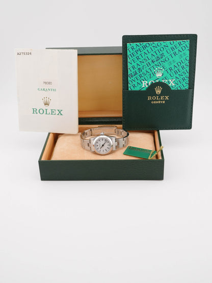 Rolex Oyster Preputual White Dial on Oyster 76080 Papers 1999
