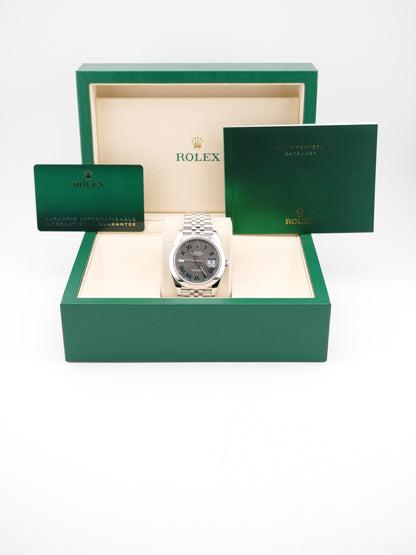 Rolex Datejust 41 Slate Green Roman Dial on Jubilee 126300 Card 2022
