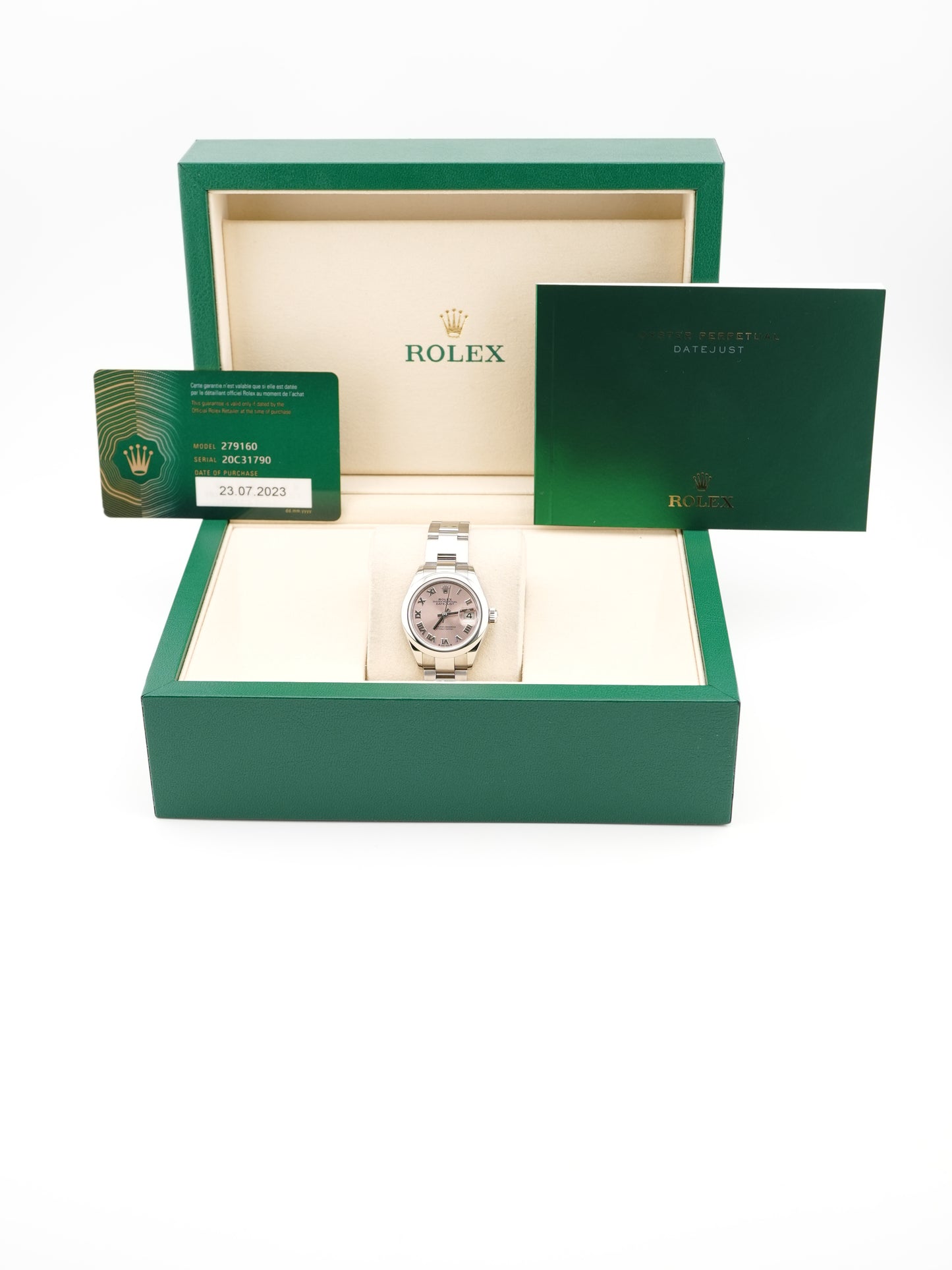 Rolex Datejust Lady Pink Roman Dial on Oyster 279160 Card 2023