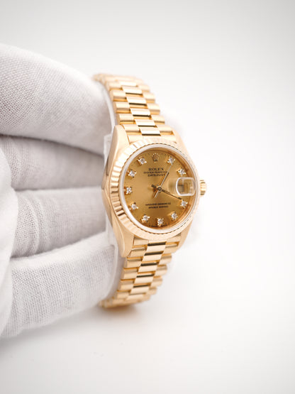 Rolex Datejust Lady President Champagne Diamond Dial on President 69178 Papers 1992