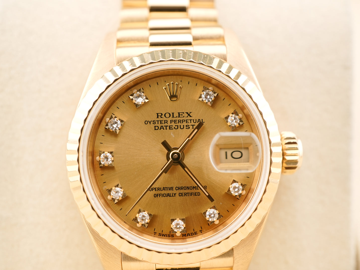 Rolex Datejust Lady President Champagne Diamond Dial on President 69178 Papers 1992