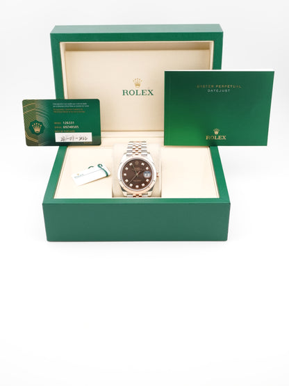 Rolex Datejust 41 Chocolate Diamond Dial on Jubilee 126331 Card 2022