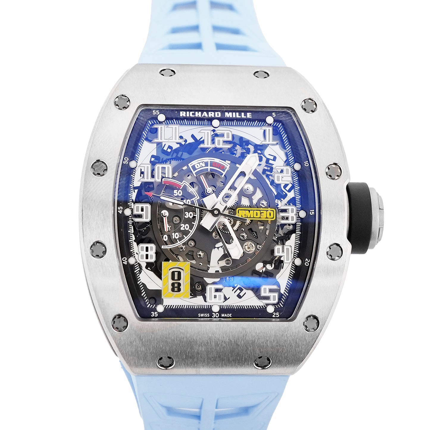 Richard Mille Automatic Winding With Declutchable Rotor Skeleton Dial on Strap RM030 Complete 2020