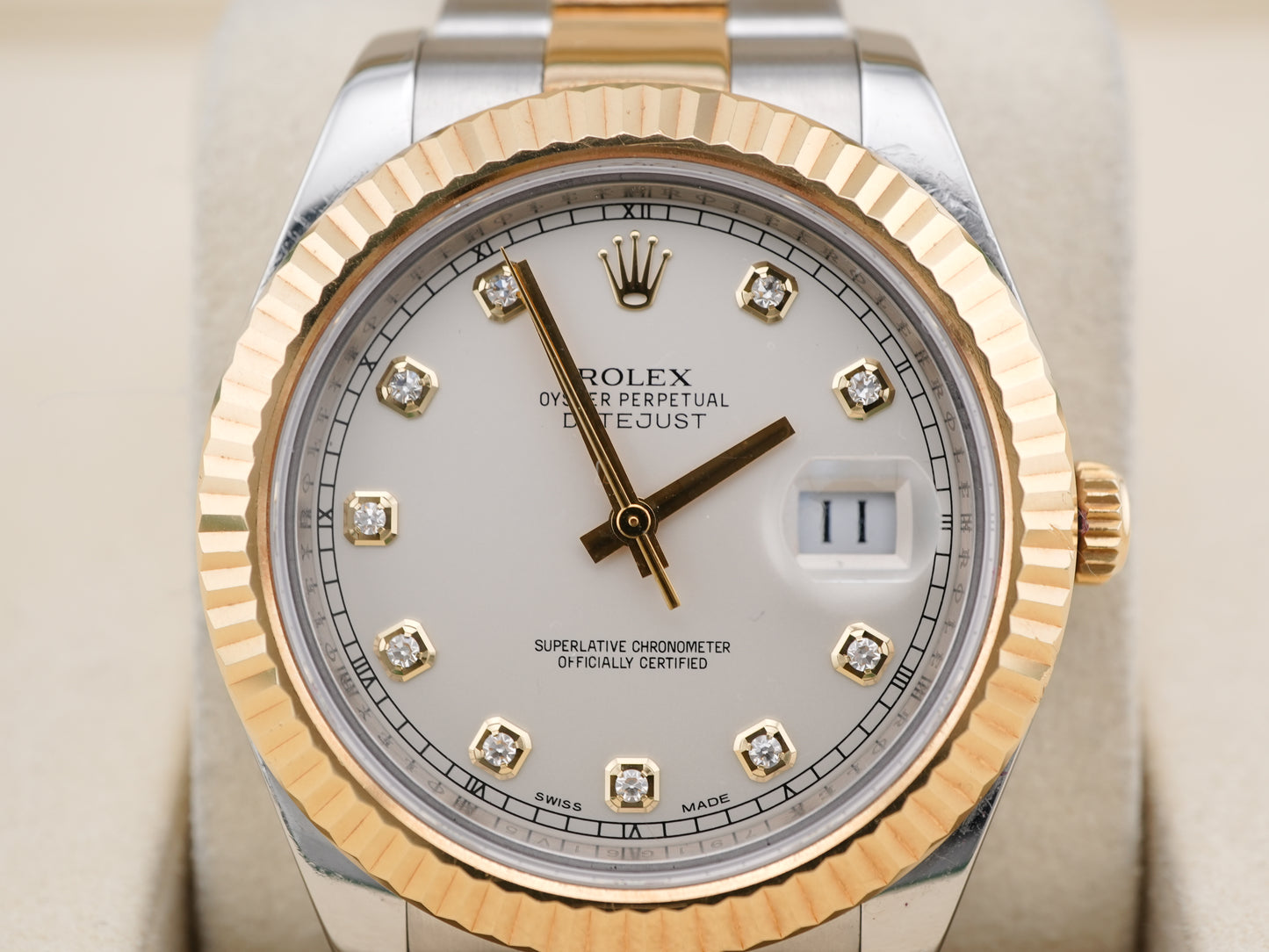 Rolex Datejust II Ivory Diamond Dial on Oyster 116333 2014