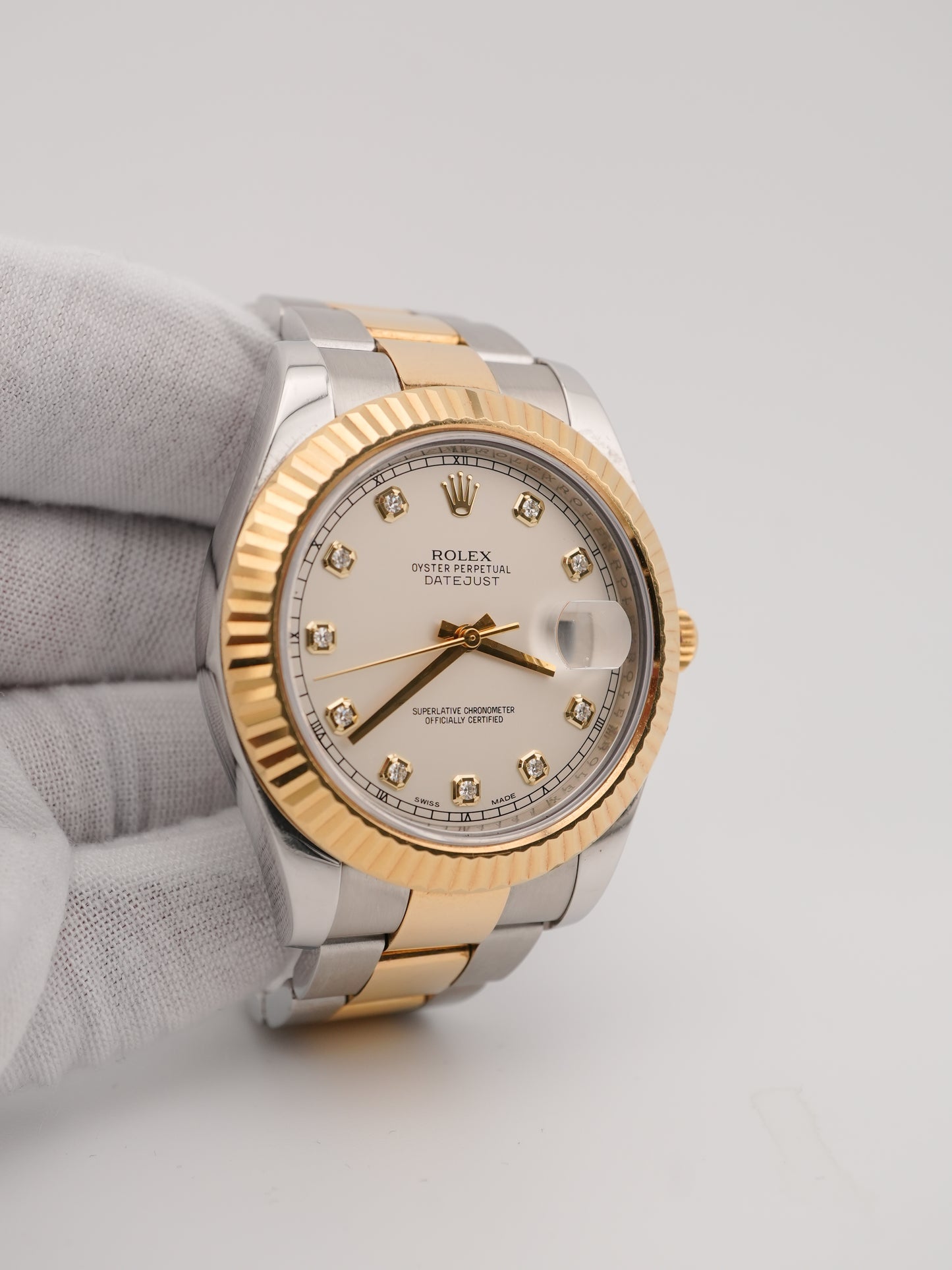 Rolex Datejust II Ivory Diamond Dial on Oyster 116333 2014