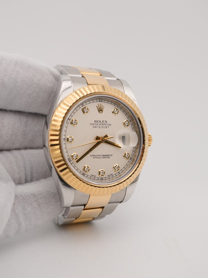 Rolex Datejust II Ivory Diamond Dial on Oyster 116333 2014