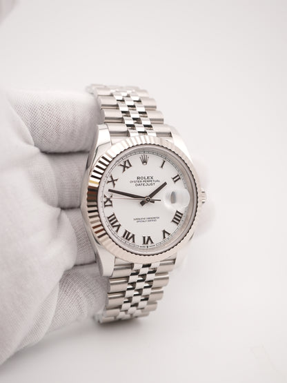 Rolex Datejust 41 White Roman Dial on Jubilee 126334 Card 2025