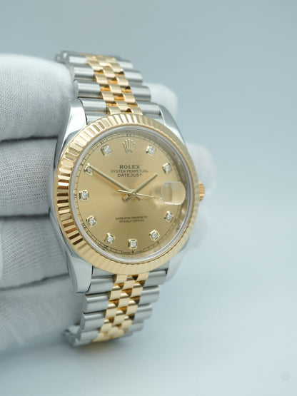 Rolex Datejust 41 Champagne Diamond Dial on Jubilee 126333 Card 2024