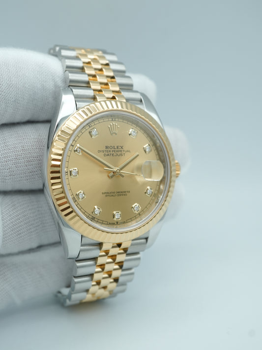 Rolex Datejust 41 Champagne Diamond Dial on Jubilee 126333 Card 2024