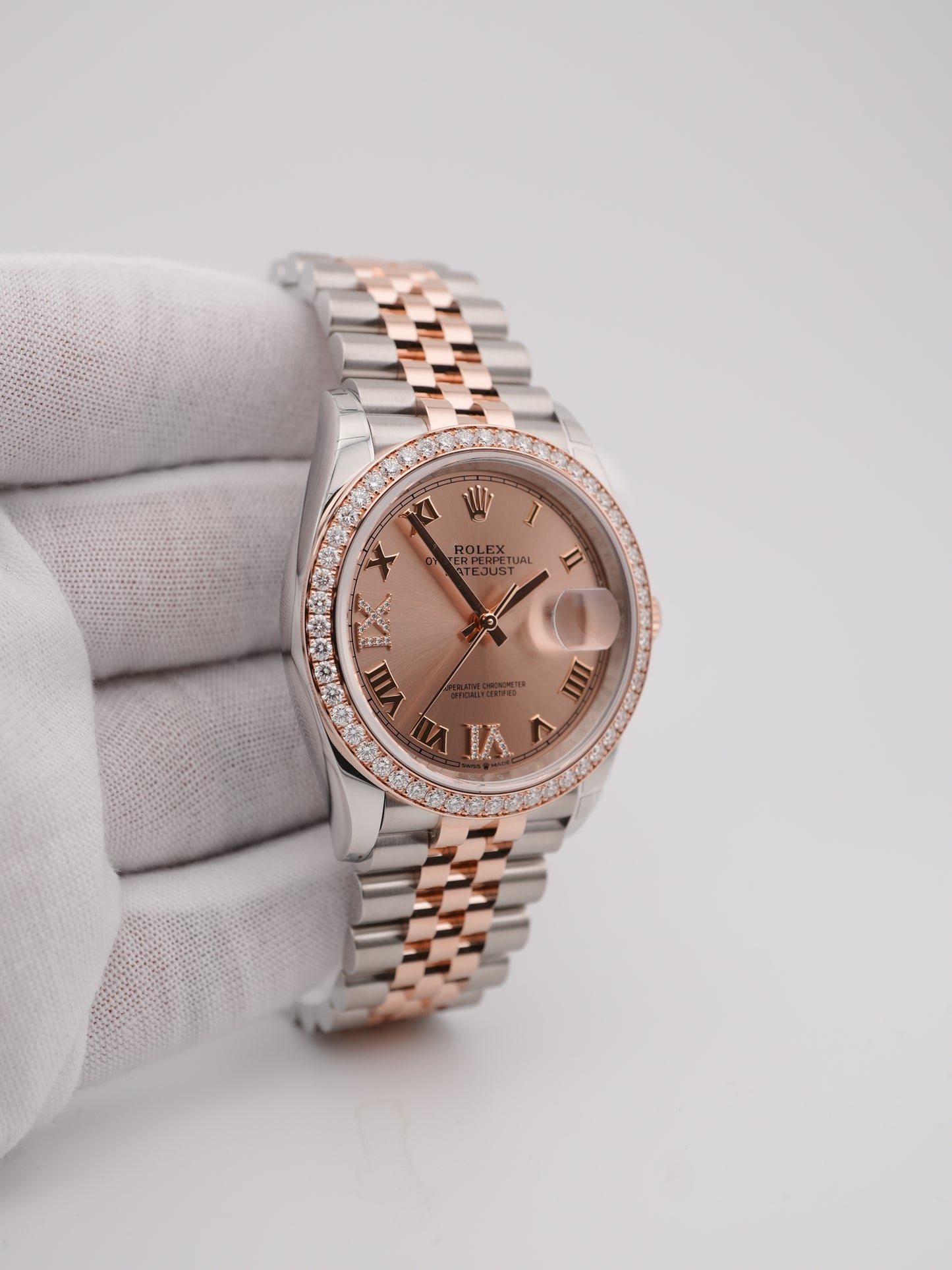 Rolex Datejust Rose Roman Dial on Jubilee 126281 Complete 2025