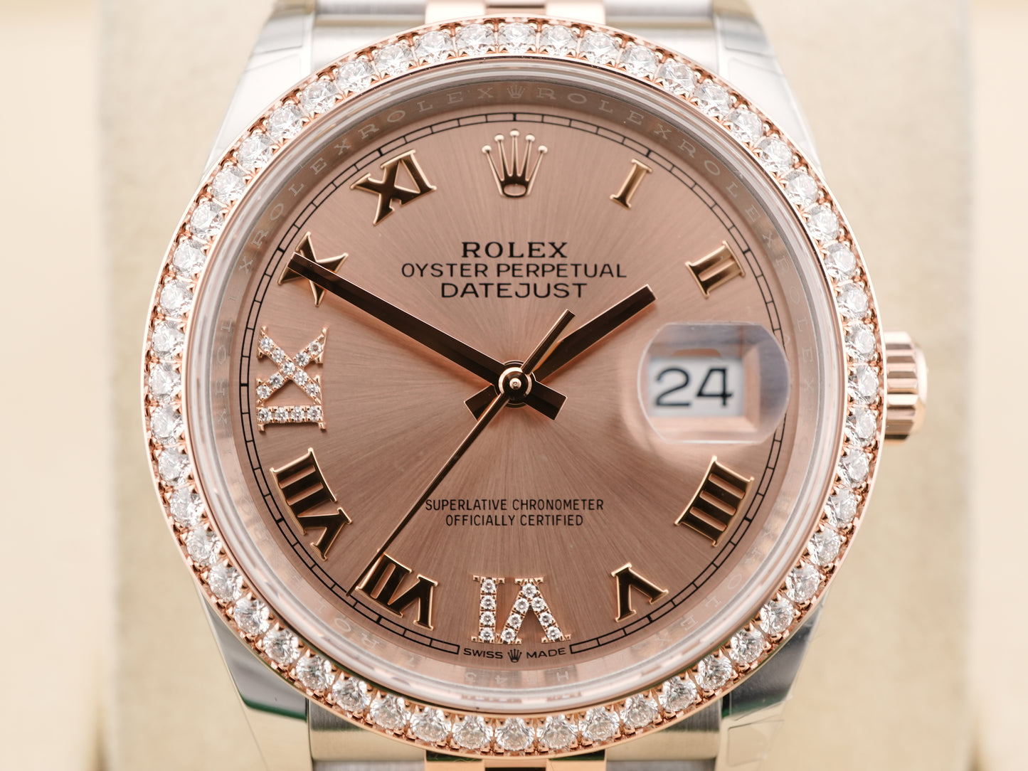 Rolex Datejust Rose Roman Dial on Jubilee 126281 Complete 2025