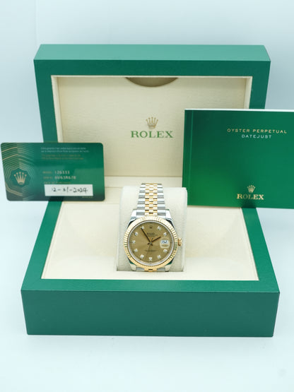 Rolex Datejust 41 Champagne Diamond Dial on Jubilee 126333 Card 2024