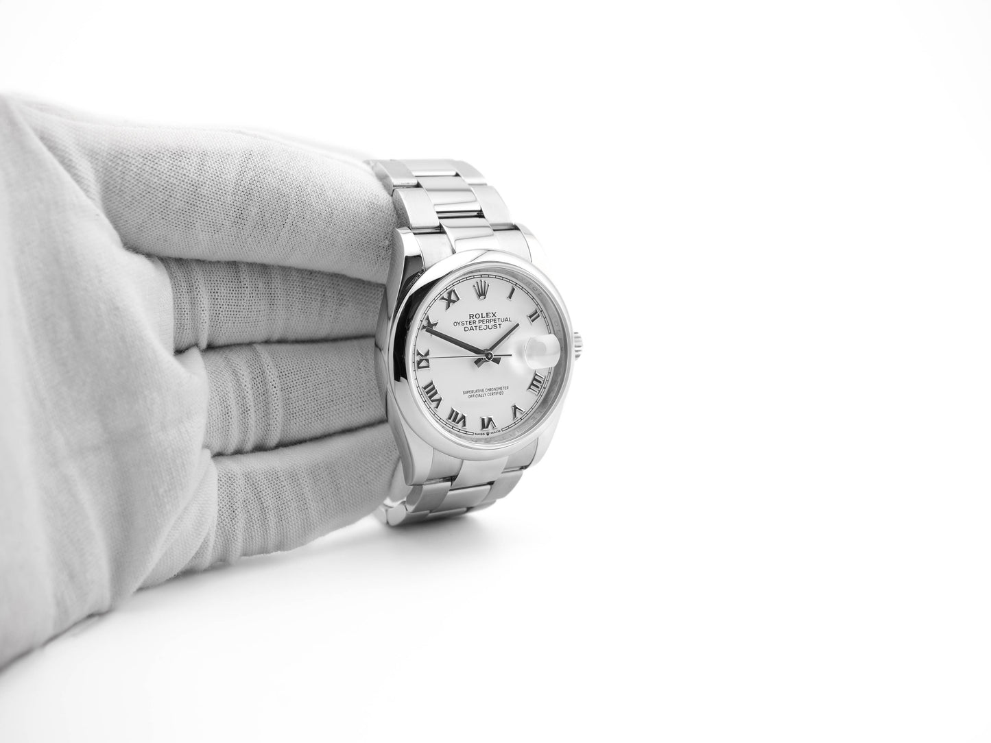Rolex Datejust White Roman Dial on Oyster 126200 Card 2019