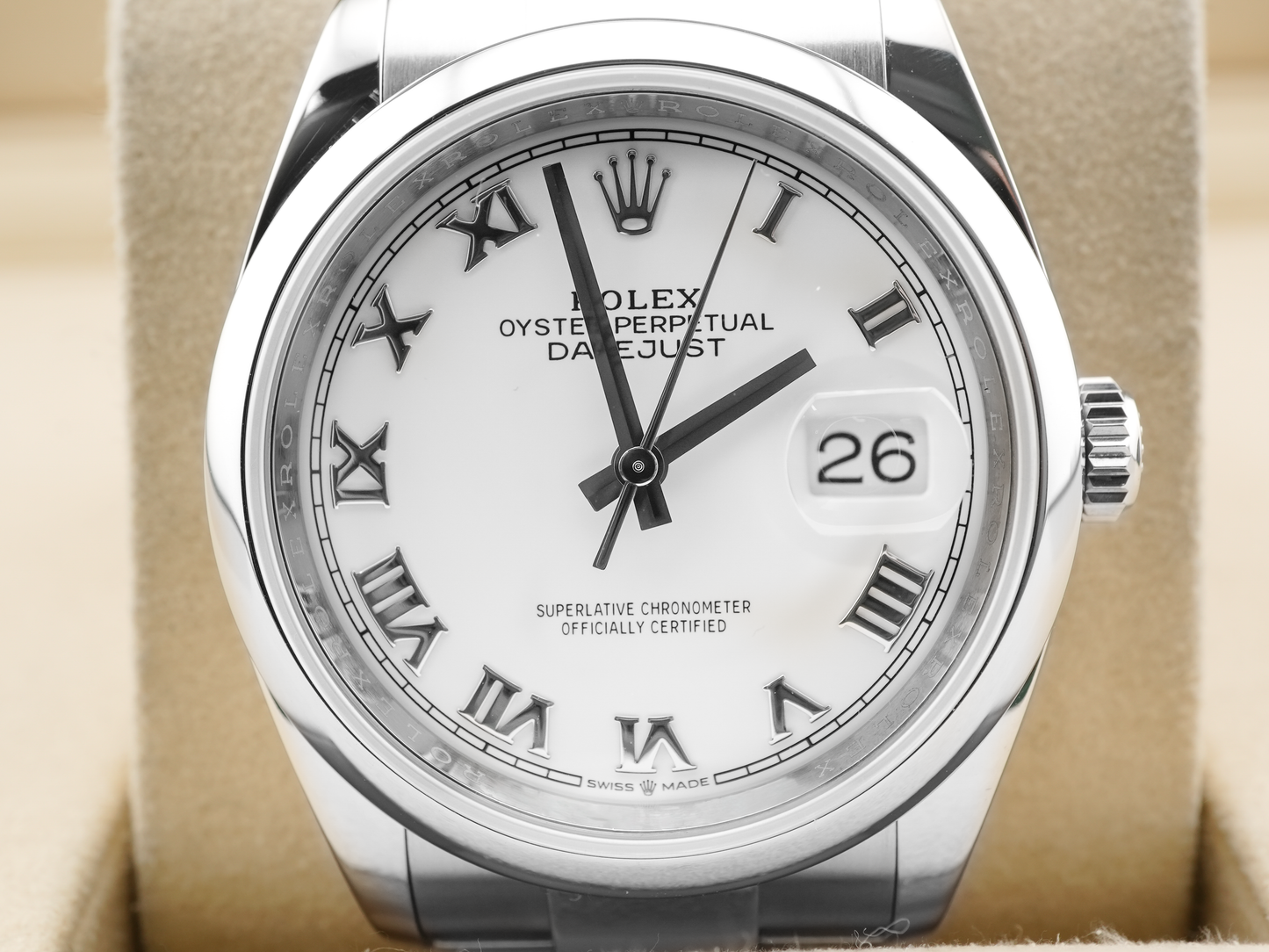 Rolex Datejust White Roman Dial on Oyster 126200 Card 2019