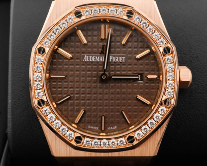 Audemars Piguet Royal Oak Quartz Ladies Brown Dial on Converted With New Bracelet 67651OR.ZZ.D080CA.01 2016