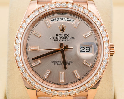 Rolex Day-Date 40 Sundust Baguette-Cut Diamond Dial on President 228345RBR Card 2019