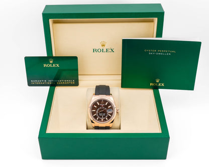 Rolex SkyDweller Chocolate Dial on Oysterflex 326235 Card 2023