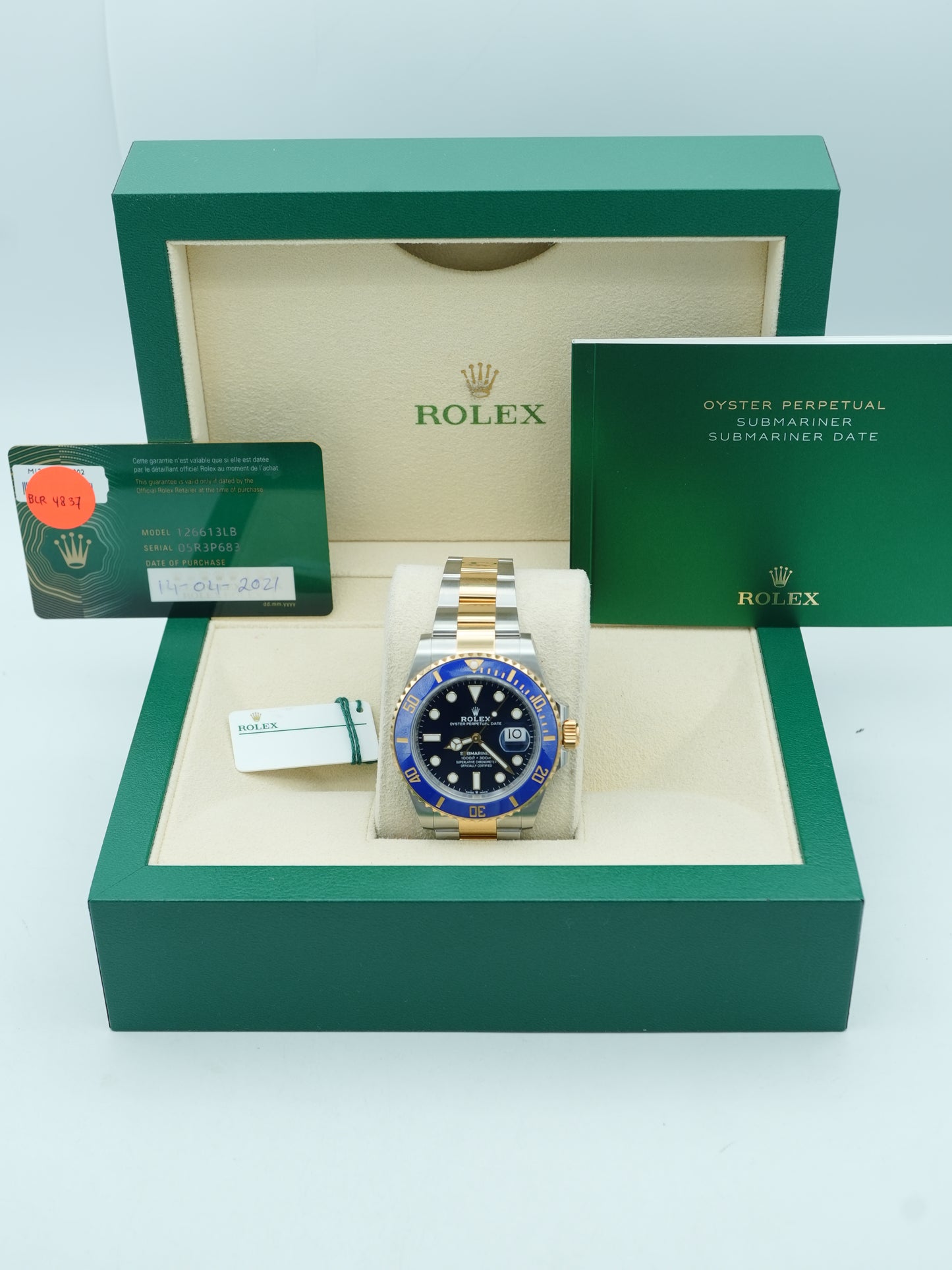 Rolex Submariner Blue Dial on Oyster 126613LB Complete 2021