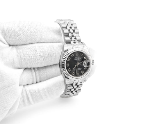 Rolex Datejust Lady Black Concentric Arabic Dial on Jubilee 179174 Card 2021