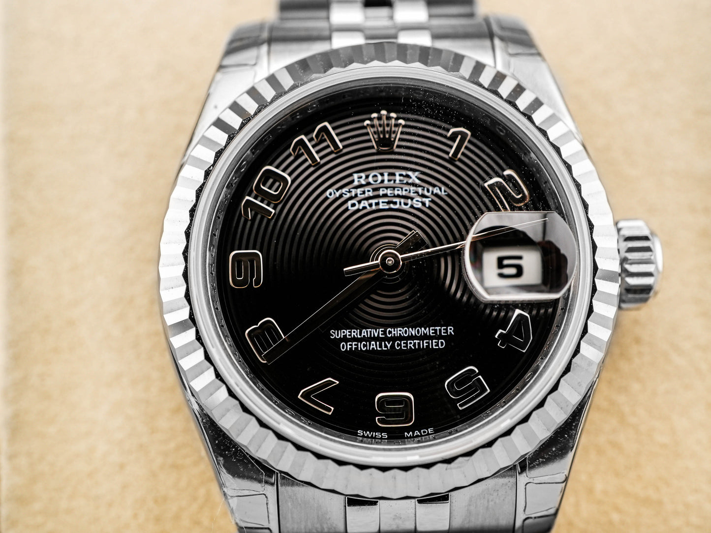 Rolex Datejust Lady Black Concentric Arabic Dial on Jubilee 179174 Card 2021