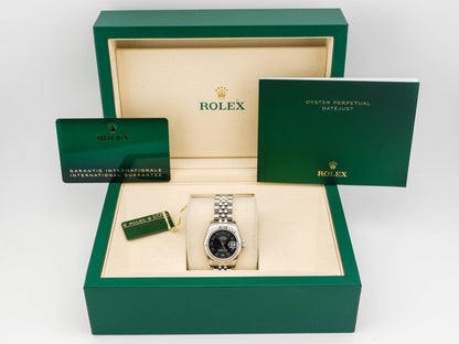 Rolex Datejust Lady Black Concentric Arabic Dial on Jubilee 179174 Card 2021