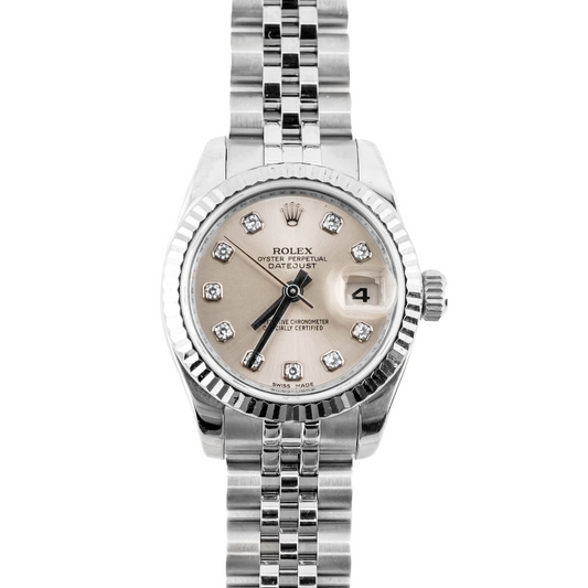 Rolex Datejust Lady Silver Diamonds Dial on Jubilee 179174 Card 2012