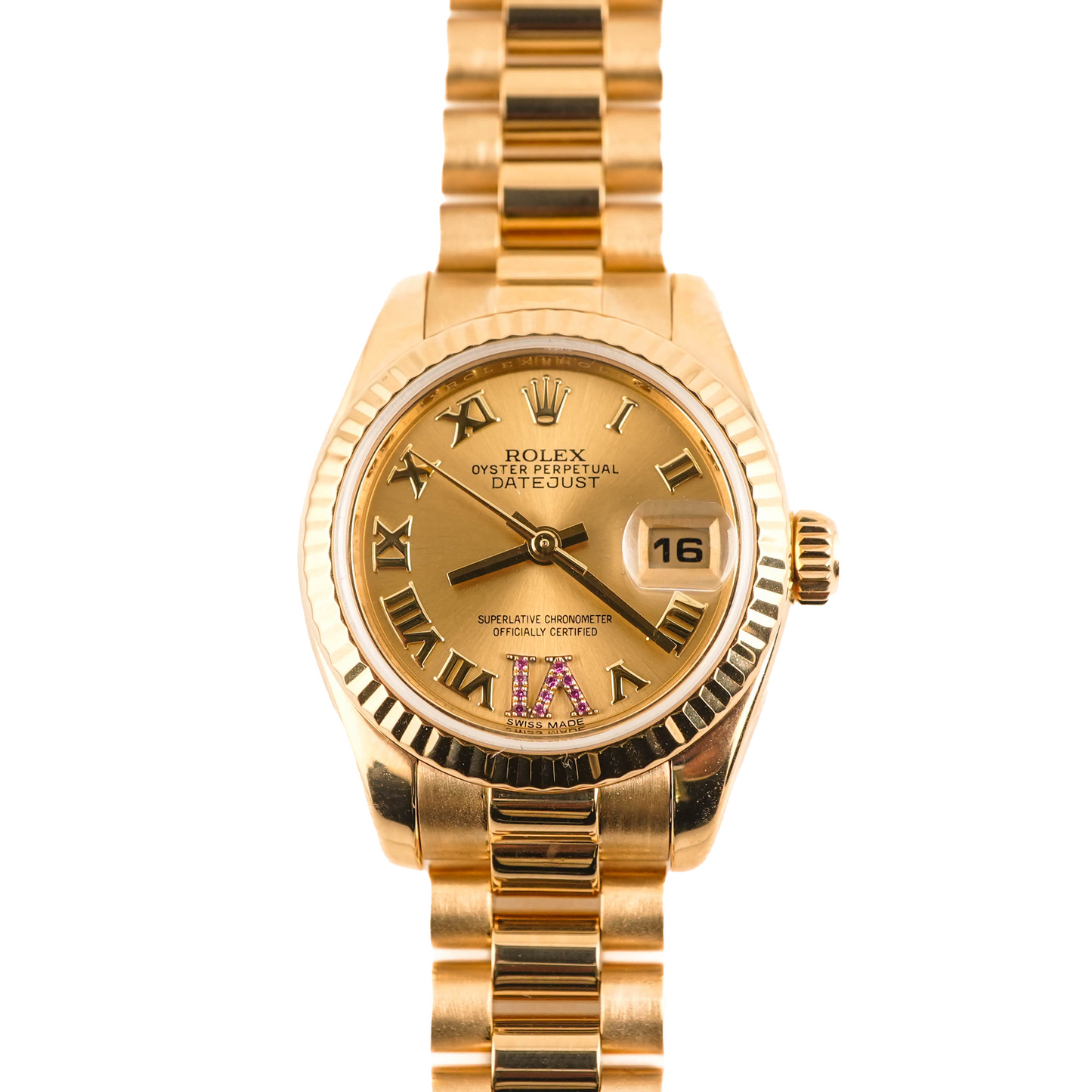 Rolex Datejust Lady President Champagne Roman With Ruby Six Dial on President 179178 Card 2016