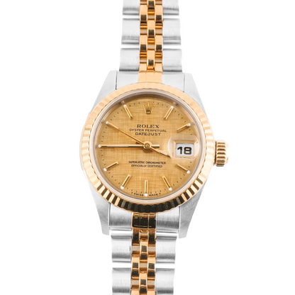 Rolex Datejust Lady Champagne Linen Stick Dial on Jubilee 69173 Papers 1997