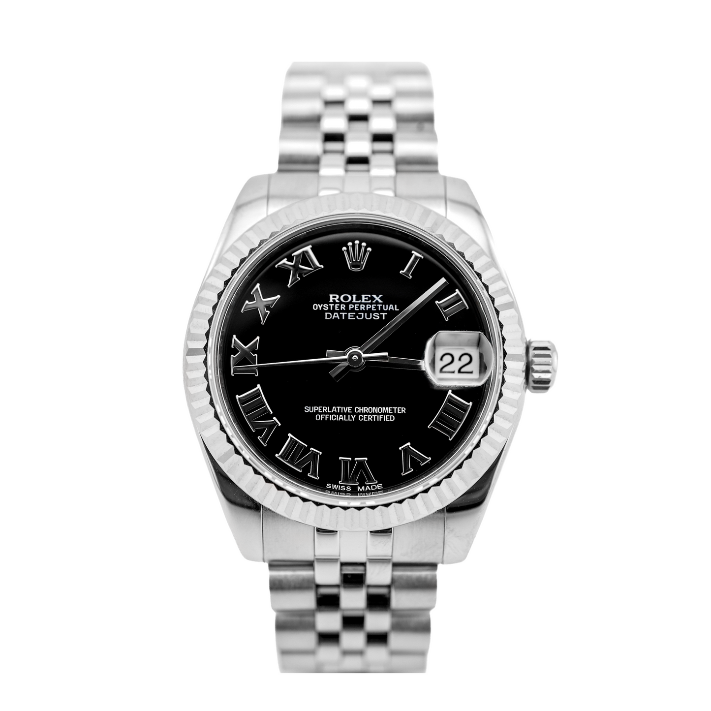 Rolex Datejust 31 Black Roman Dial on Oyster 178274 Card 2015