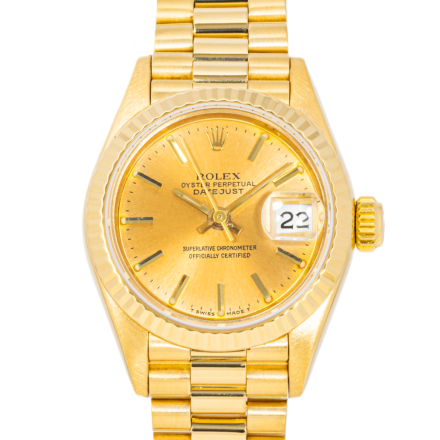 Rolex Datejust Lady President Champagne Stick Dial on President 69178 1986