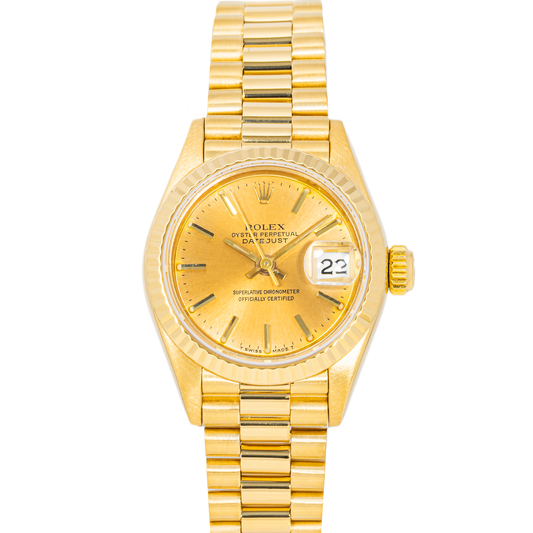 Rolex Datejust Lady President Champagne Stick Dial on President 69178 1986