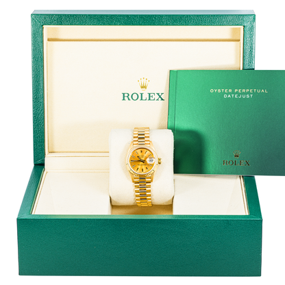 Rolex Datejust Lady President Champagne Stick Dial on President 69178 1986